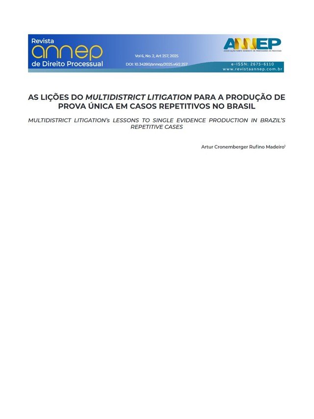 Capa do artigo na Revista ANNEP de Direito Processual