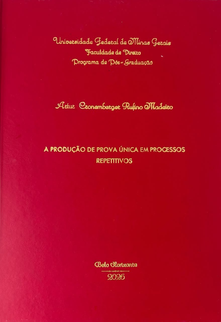 Capa da dissertação de mestrado: A Produção de Prova Única em Processos Repetitivos